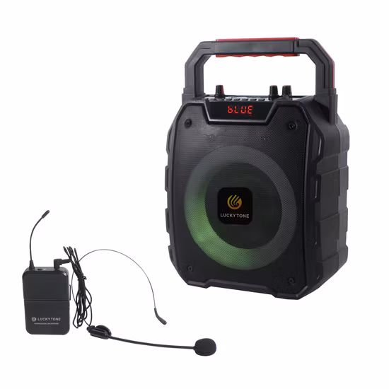 6,5 Zoll Full Range Driver Party Blue Tooth Tragbarer Lautsprecher mit Bodypack-Mikrofon Wireless Parlante Portatil